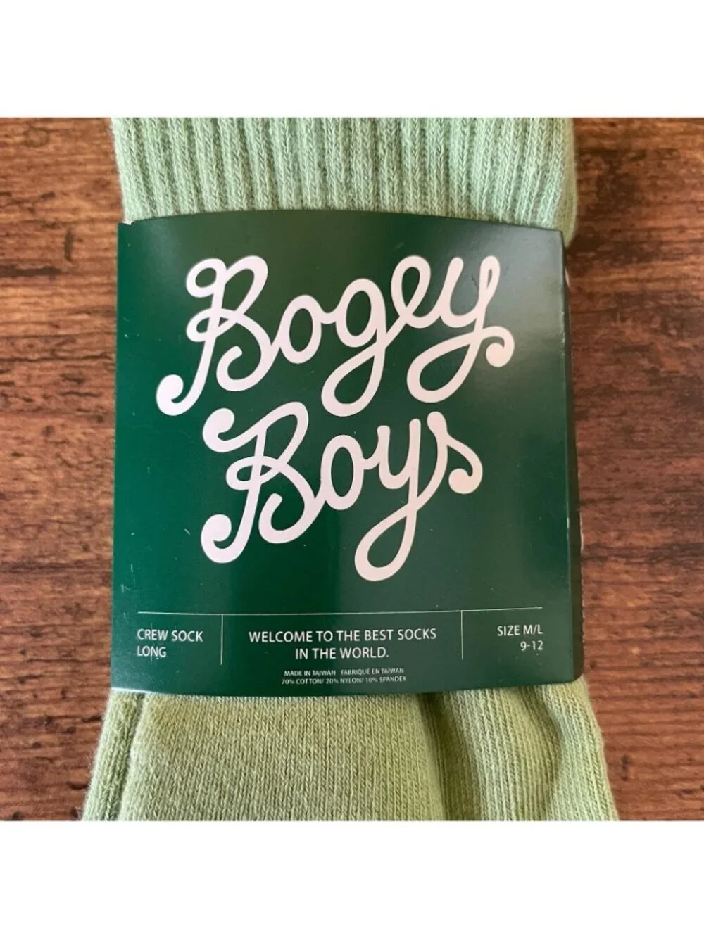 Bogey Boys by Macklemore Mens Essential Crew Socks Sz 9-12 Green White Golf